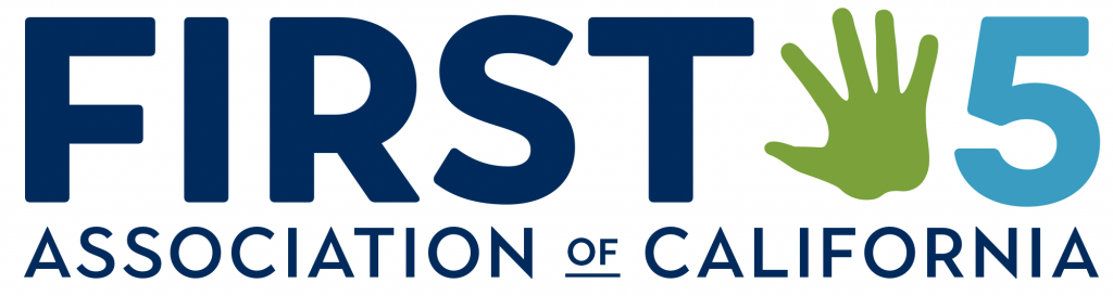 The First 5 Association logo, which features a child's hand print